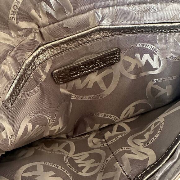 Michael Kors Metallic Grey/Silver Leather Clutch - Picture 7 of 8